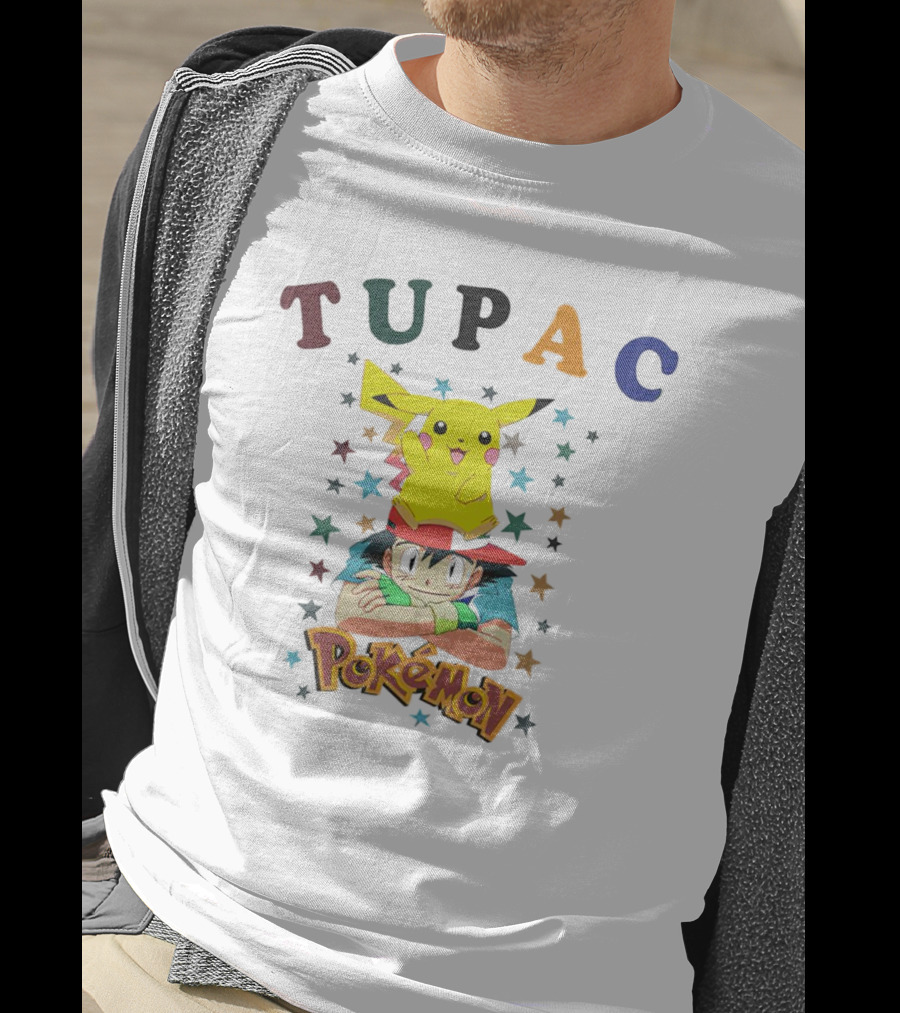 Tupac Pikachu Pokemon Mashup With Stars T-Shirt