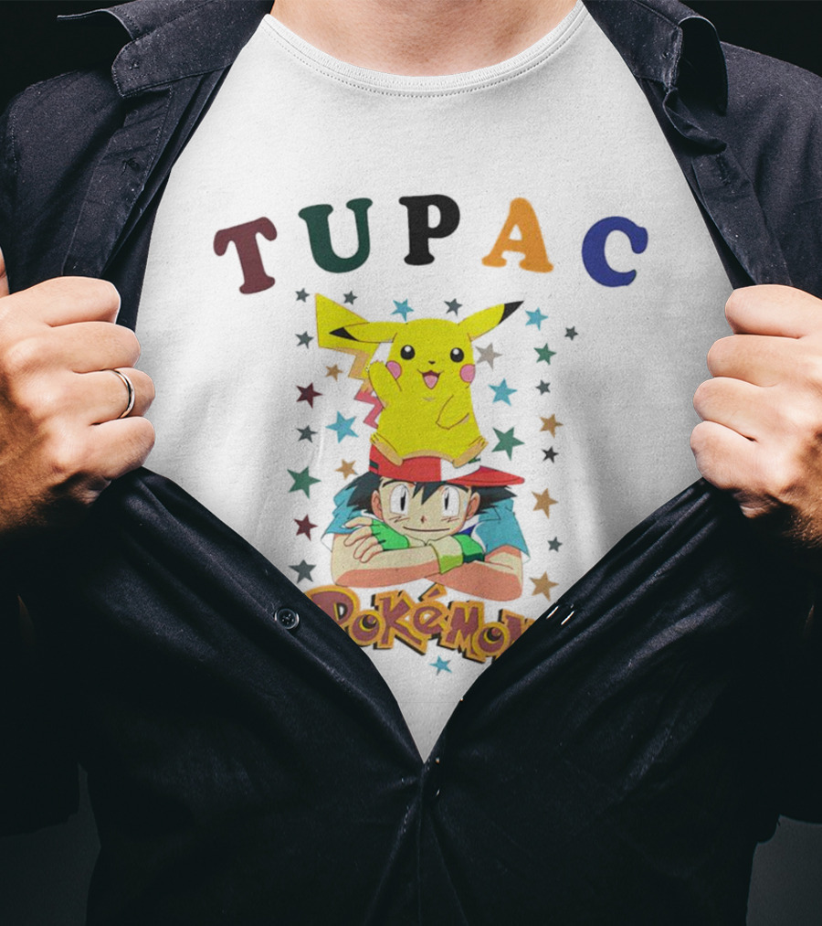 Tupac Pikachu Pokemon Mashup With Stars T-Shirt