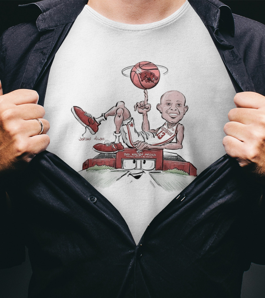 Arkansas Vs. Ole Miss Jordan Walsh Bud Walton Arena Basketball Caricature T-Shirt