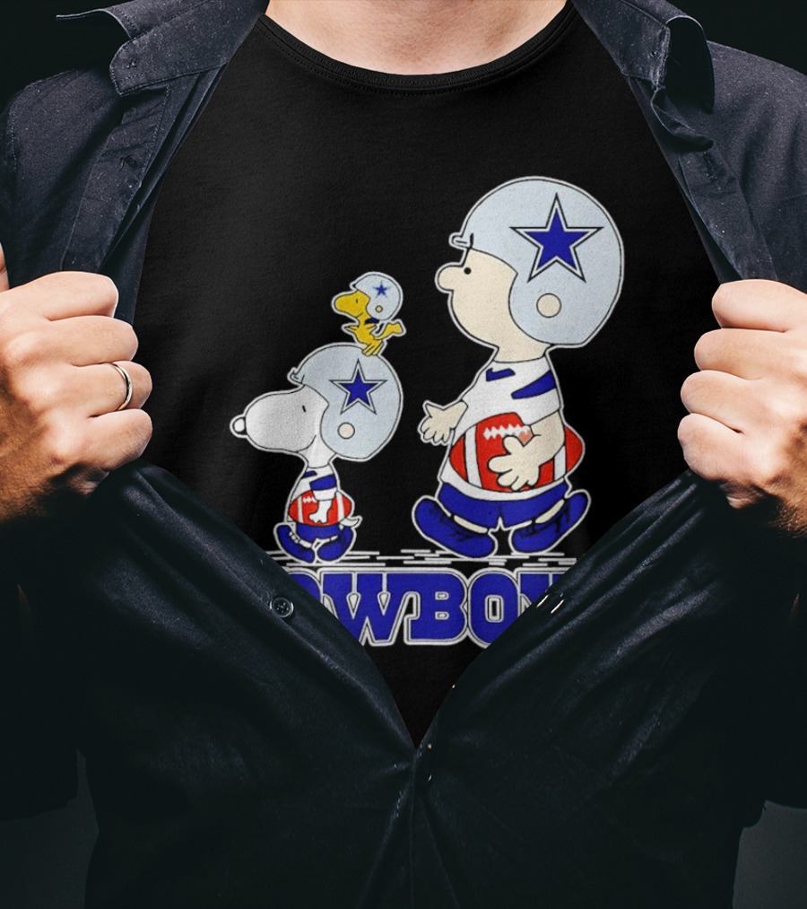 Cowboys Snoopy Charlie Brown Woodstock Football Helmets T-Shirt