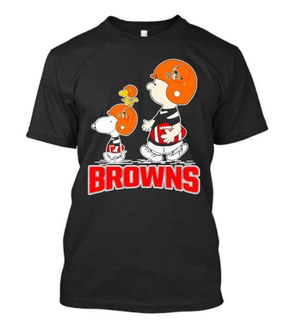 Browns Snoopy Charlie Brown Woodstock Football Helmets T-Shirt