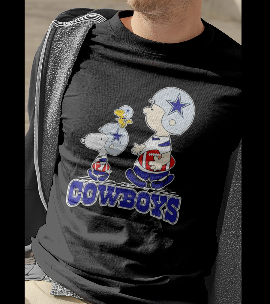 Dallas Cowboys Snoopy Charlie Brown Woodstock Football Helmets T-Shirt