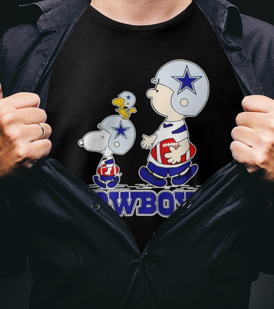 Dallas Cowboys Snoopy Charlie Brown Woodstock Football Helmets T-Shirt