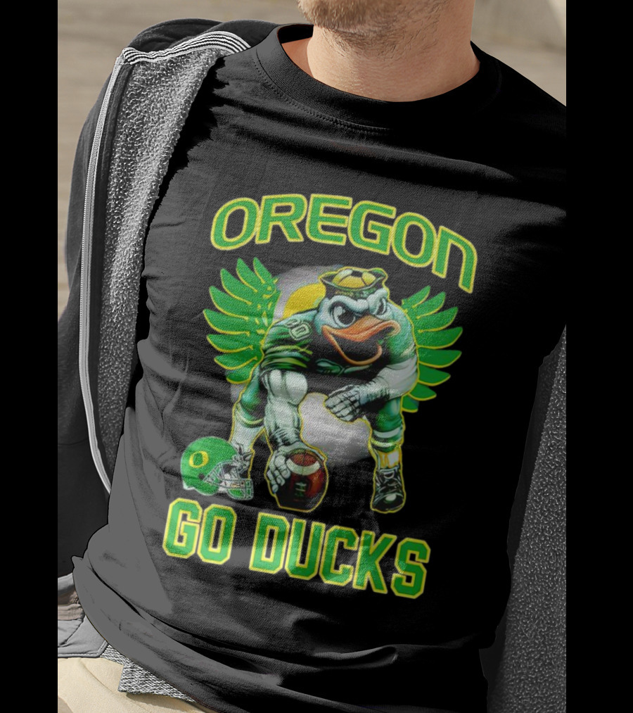 Oregon Ducks Football Go Ducks Mascot With Green Wings And Helmet T-Shirt