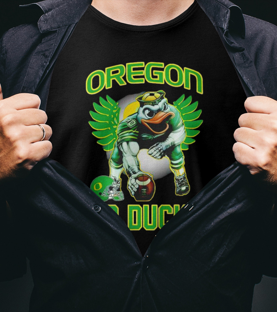 Oregon Ducks Football Go Ducks Mascot With Green Wings And Helmet T-Shirt
