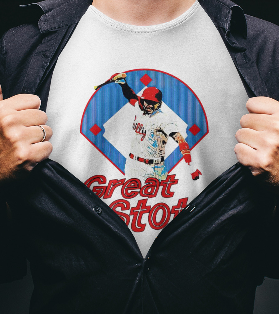 Great Stott Philadelphia Phillies Bat Spike T-Shirt