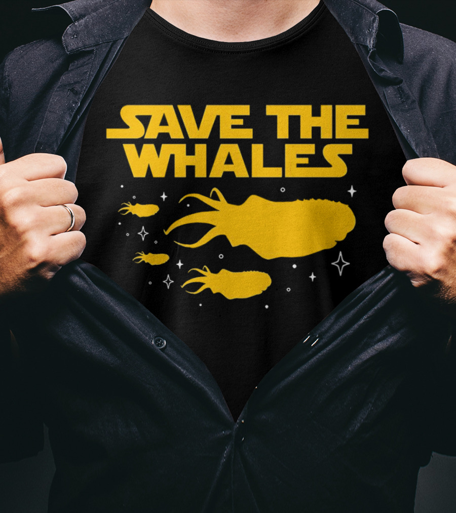 Save The Whales I Mean Purrgil Star Wars Parody Yellow Space Creatures T-Shirt