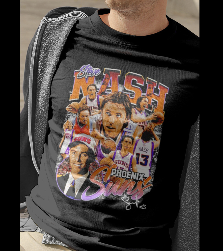 Steve Nash Phoenix Suns Basketball NBA Signature Collage T-Shirt