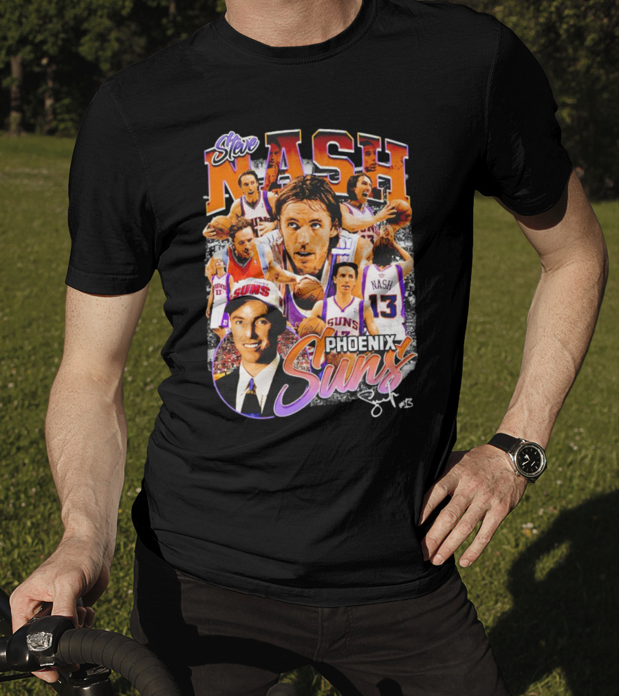 Steve Nash Phoenix Suns Basketball NBA Signature Collage T-Shirt