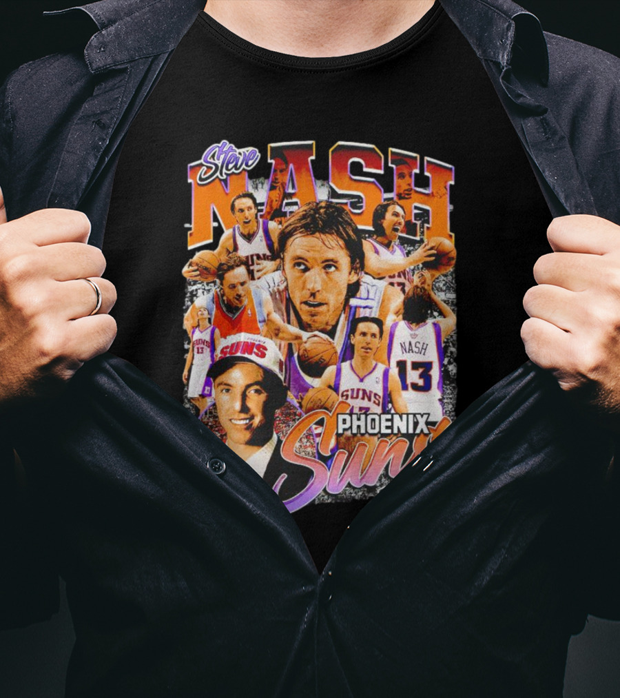 Steve Nash Phoenix Suns Basketball NBA Signature Collage T-Shirt