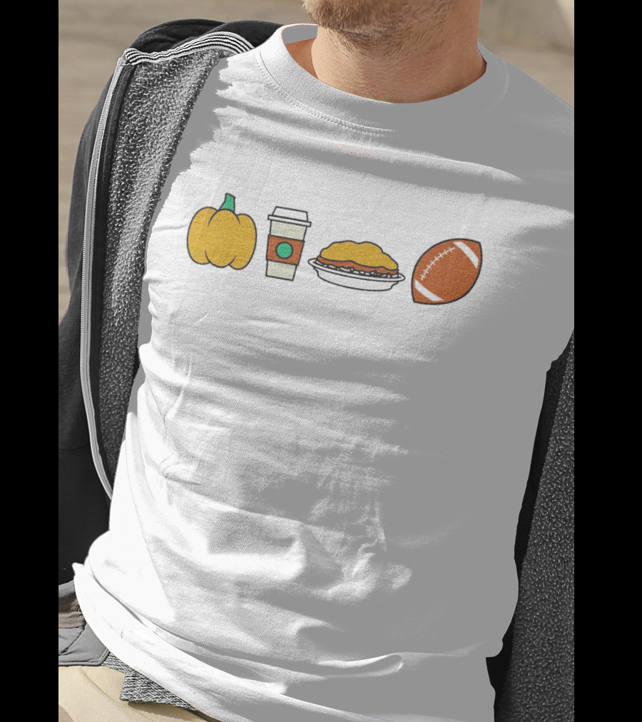 Cincinnati Fall Icons Pumpkin Coffee Pie Football T-Shirt