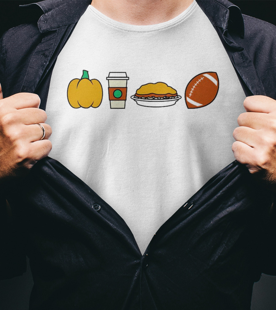 Cincinnati Fall Icons Pumpkin Coffee Pie Football T-Shirt