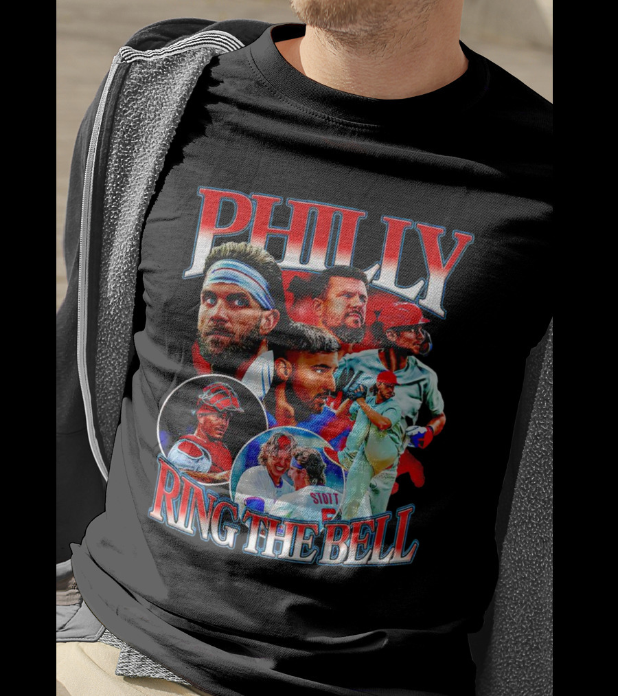 PHILLY RING THE BELL Baseball Players Collage T-Shirt