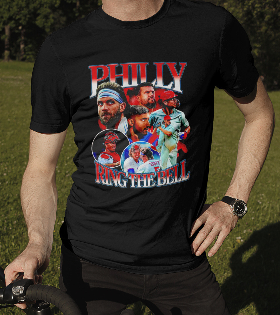 PHILLY RING THE BELL Baseball Players Collage T-Shirt