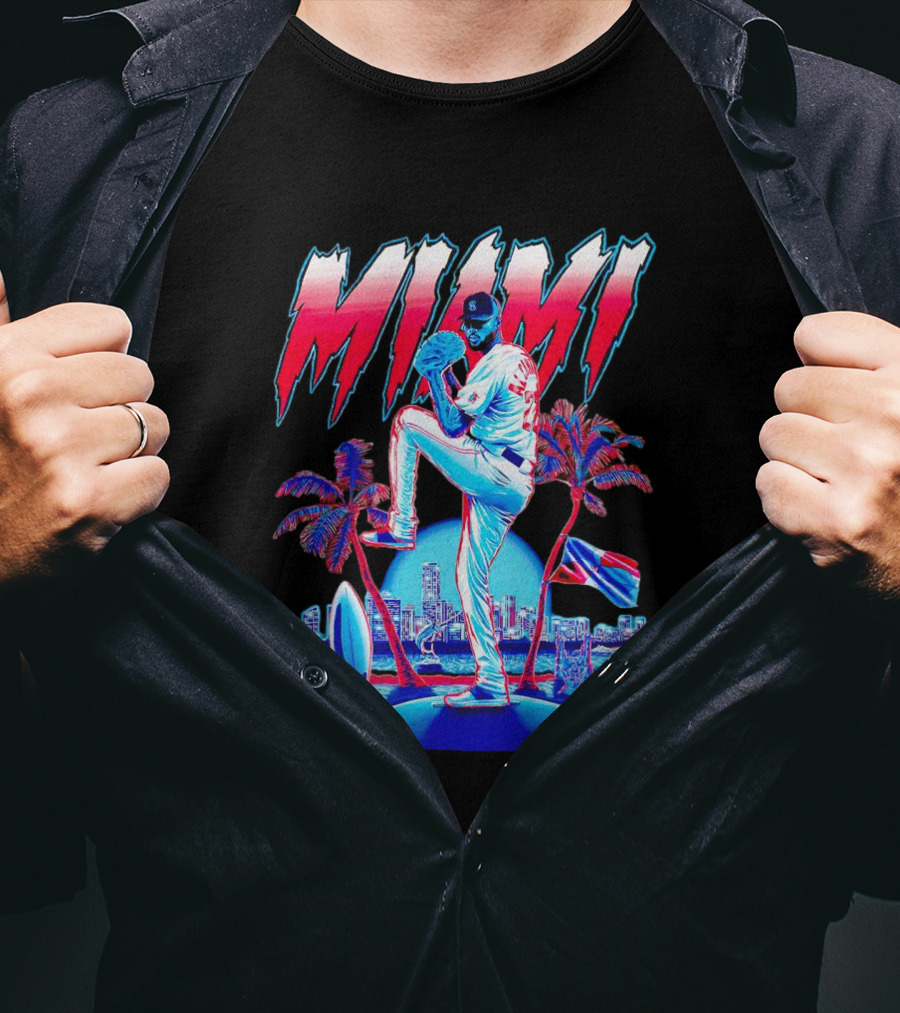 Miami Marlins Sandy Alcántara Cartoon Vintage T-Shirt
