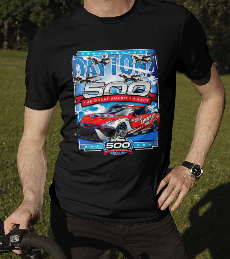 Daytona 500 The Great American Race NASCAR Car With Planes And Stars T-Shirt