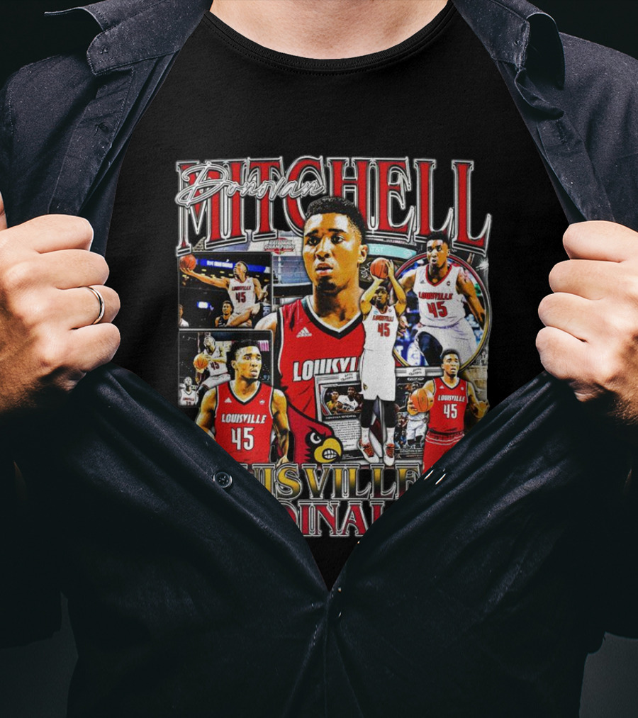 Donovan Mitchell Louisville Cardinals Basketball Highlights Collage T-Shirt