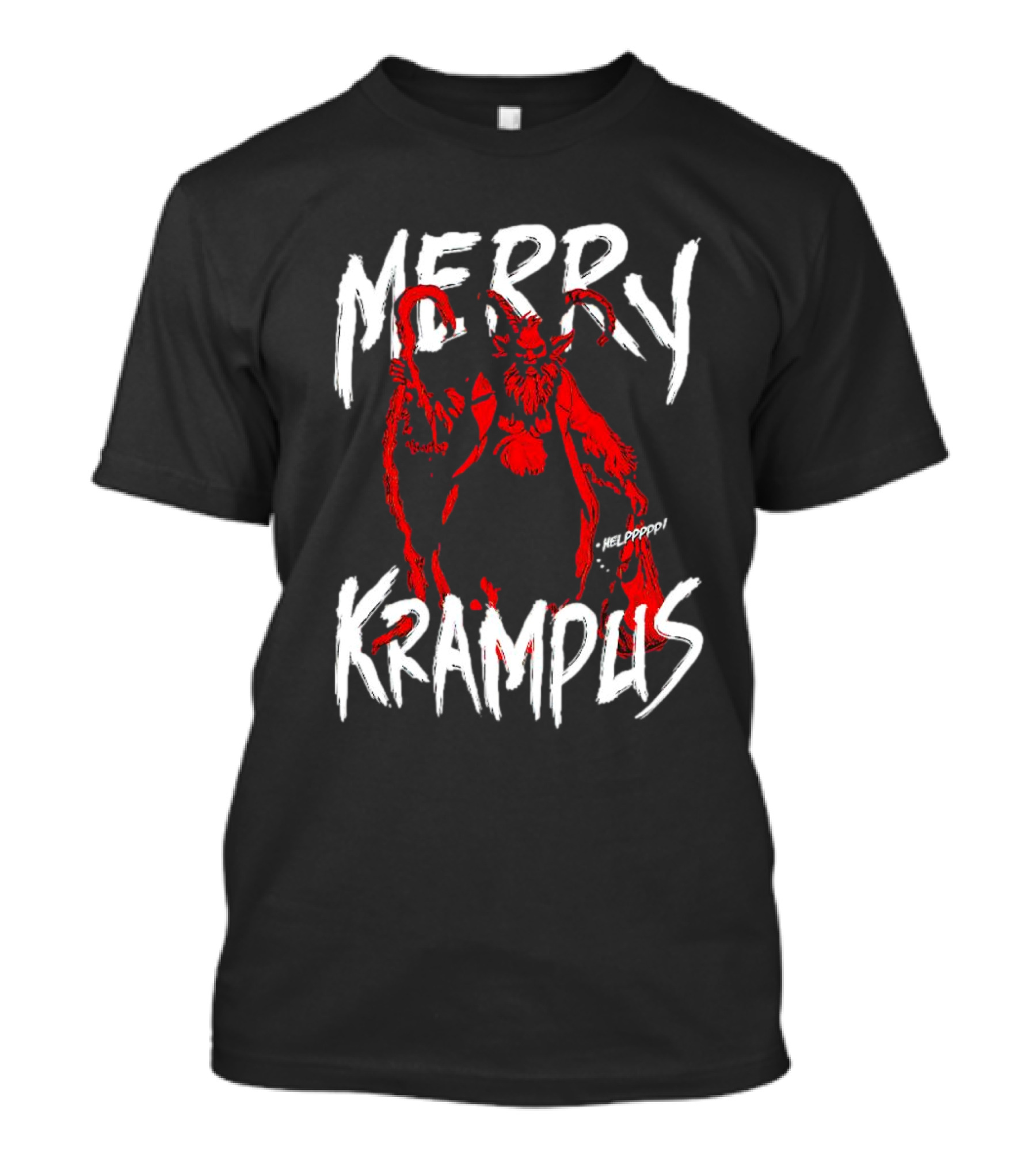 Merry Krampus Helpppp Horror Red Demon T-Shirt