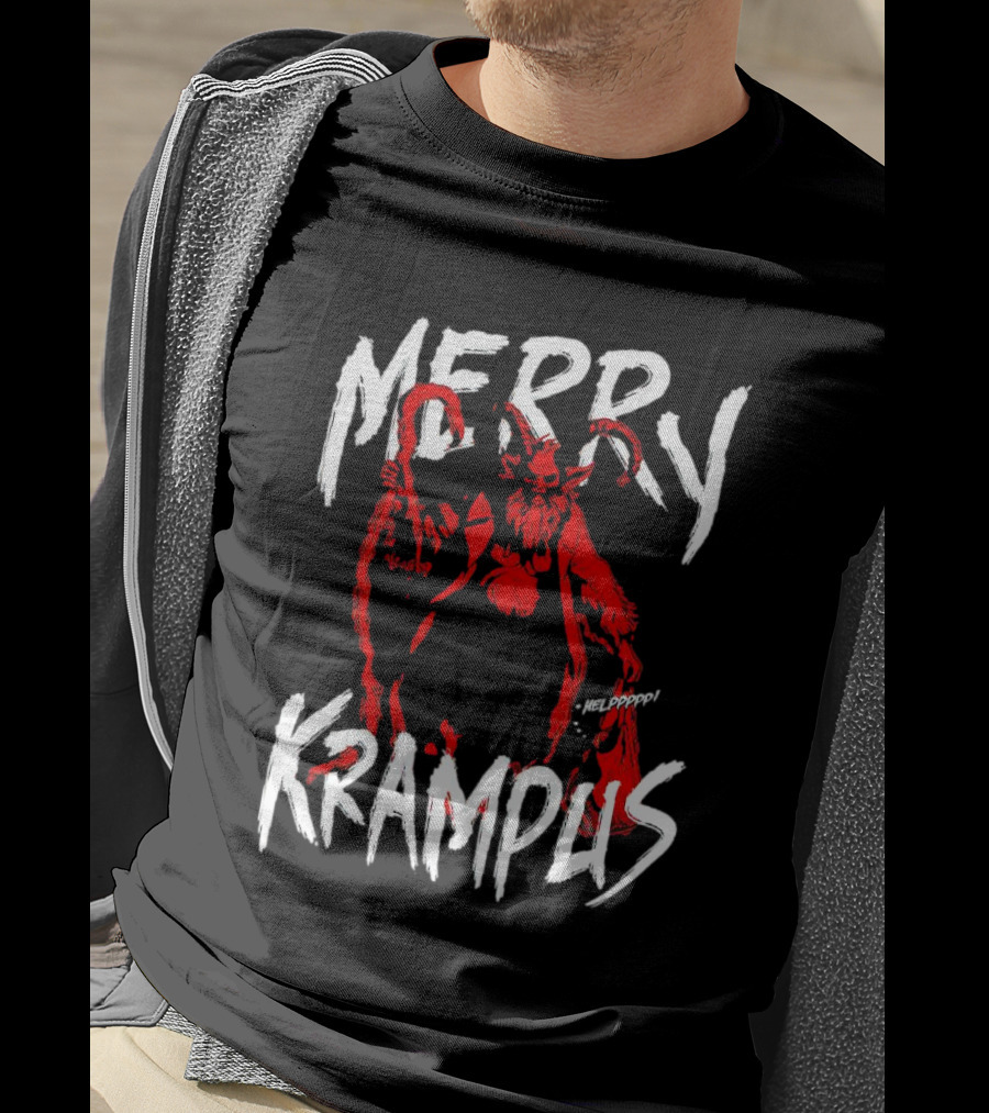 Merry Krampus Helpppp Horror Red Demon T-Shirt