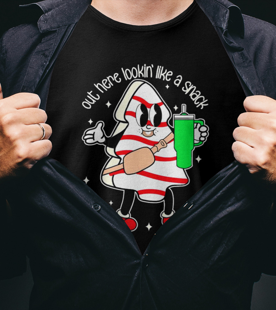 Out Here Lookin' Like A Snack Peppermint Character With Drink T-Shirt