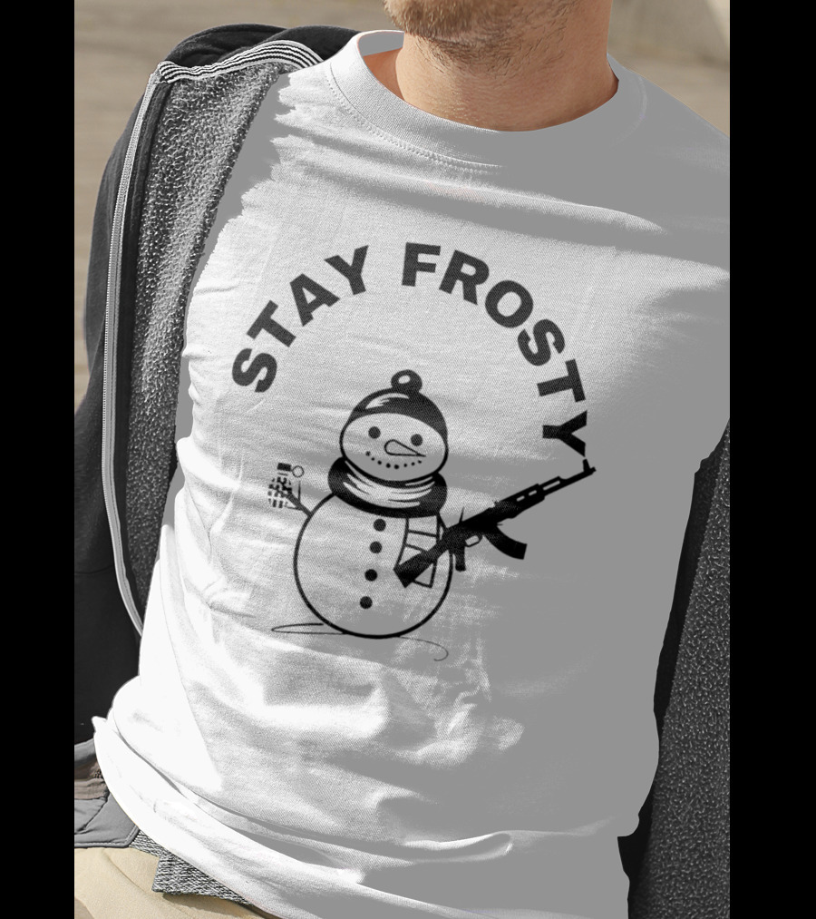 Stay Frosty Snowman Holding Gun T-Shirt
