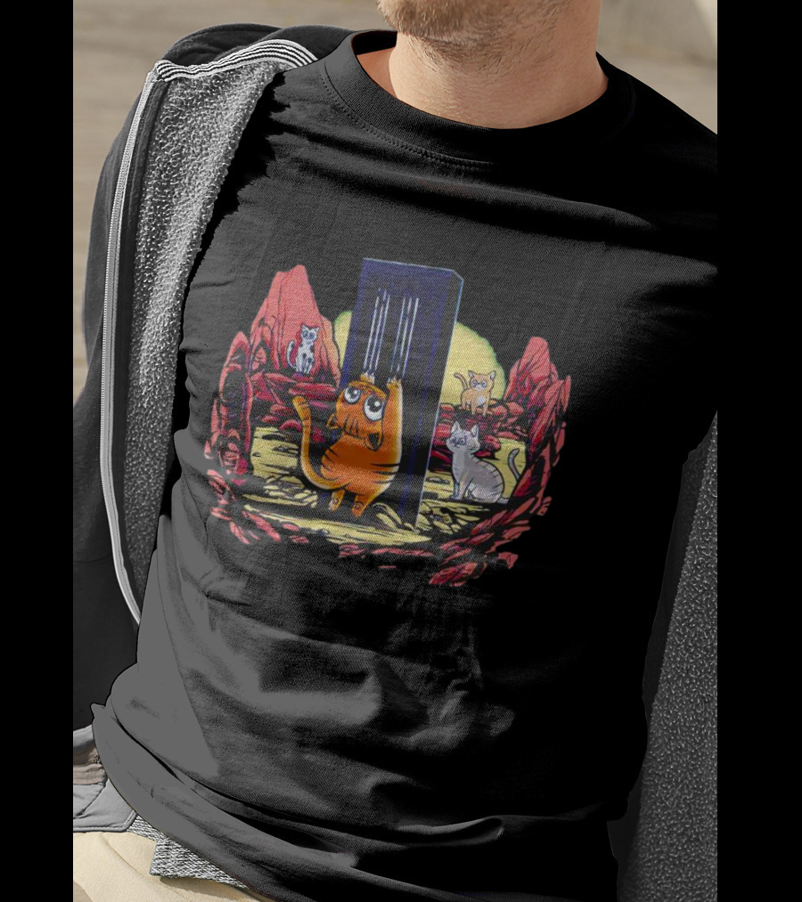 Cat Odyssey Space Cats Monolith Adventure T-Shirt