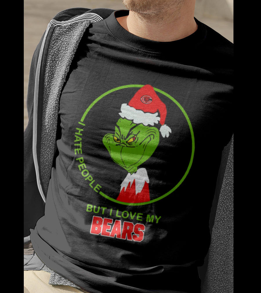 I Hate People But I Love My Bears Grinch Christmas Hat T-Shirt