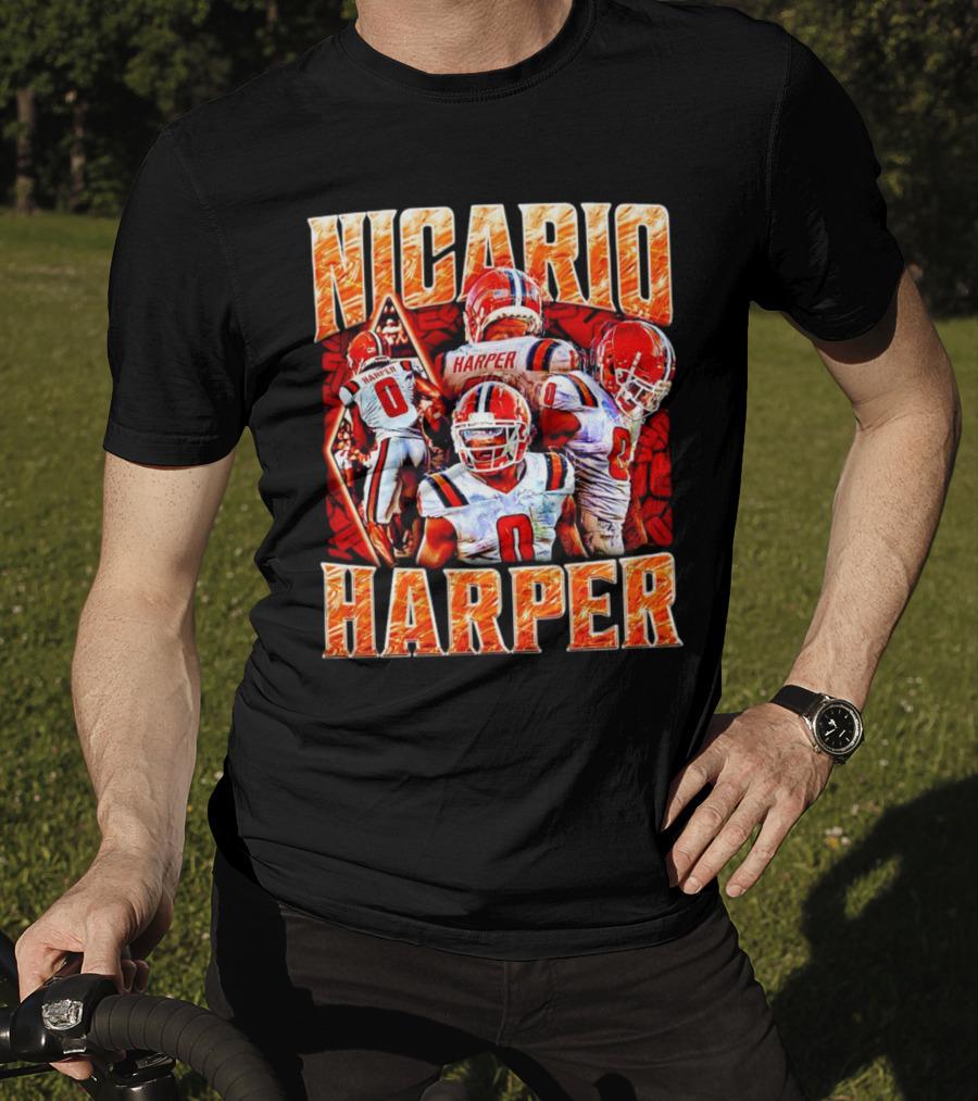 Nicario Harper Illinois Fighting Illini Football Vintage Harper 0 Jersey Collage T-Shirt
