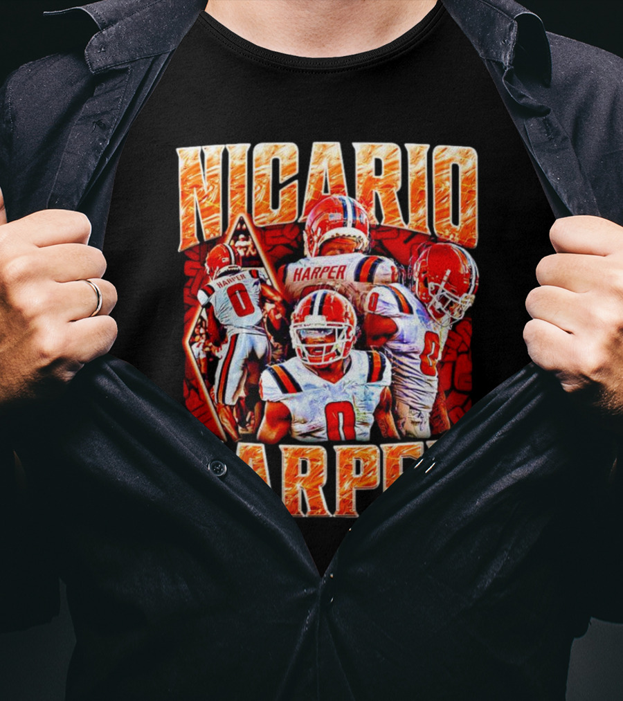 Nicario Harper Illinois Fighting Illini Football Vintage Harper 0 Jersey Collage T-Shirt