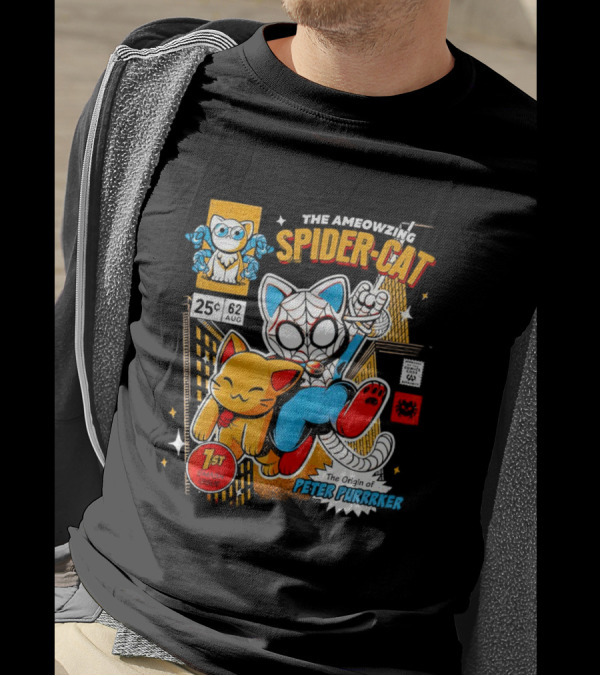The Ameowzing Spider-Cat 1st Issue The Origin Of Peter Purrrker Comic T-Shirt