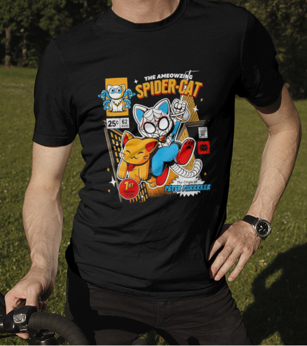 The Ameowzing Spider-Cat 1st Issue The Origin Of Peter Purrrker Comic T-Shirt