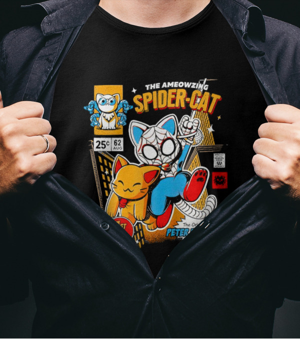 The Ameowzing Spider-Cat 1st Issue The Origin Of Peter Purrrker Comic T-Shirt