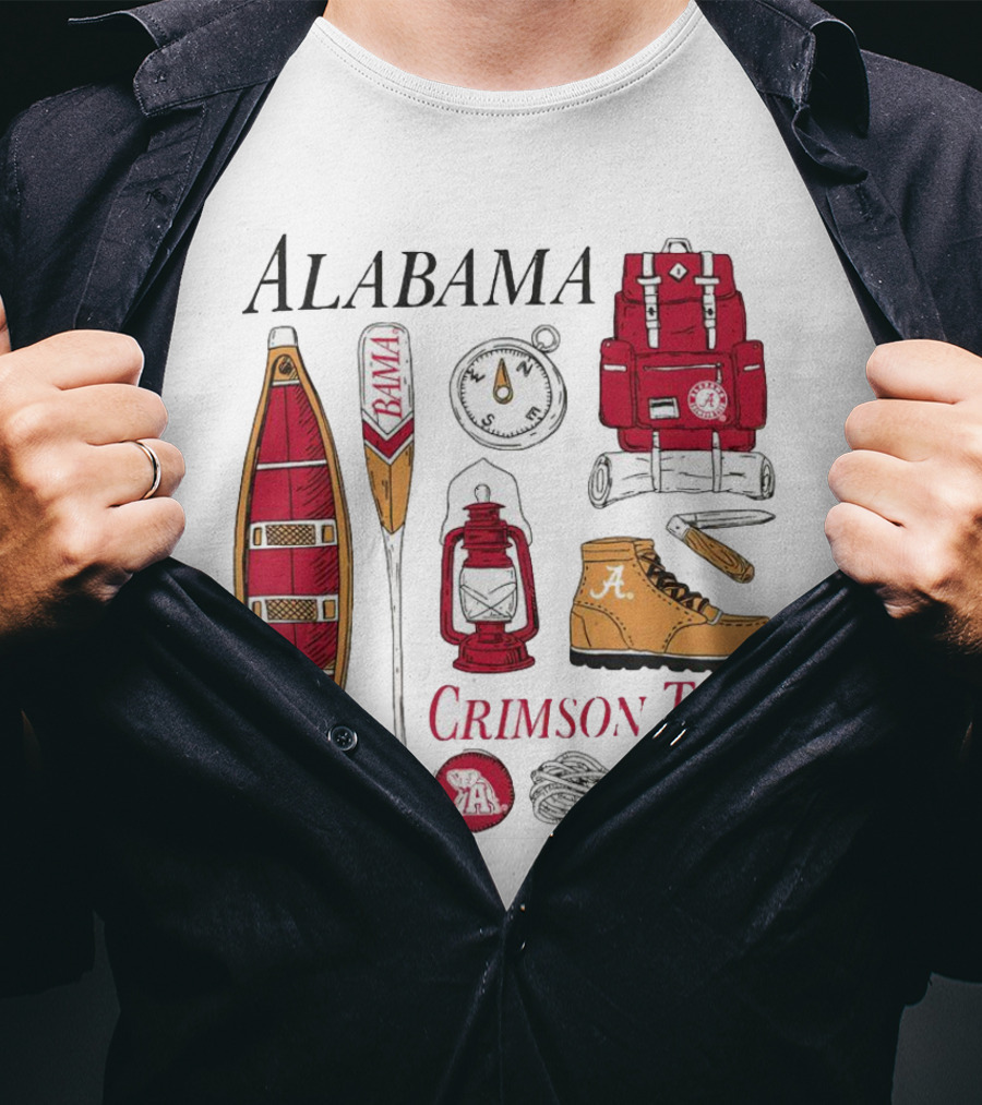 Alabama Crimson Tide Camping Gear And Outdoor Adventure Essentials T-Shirt