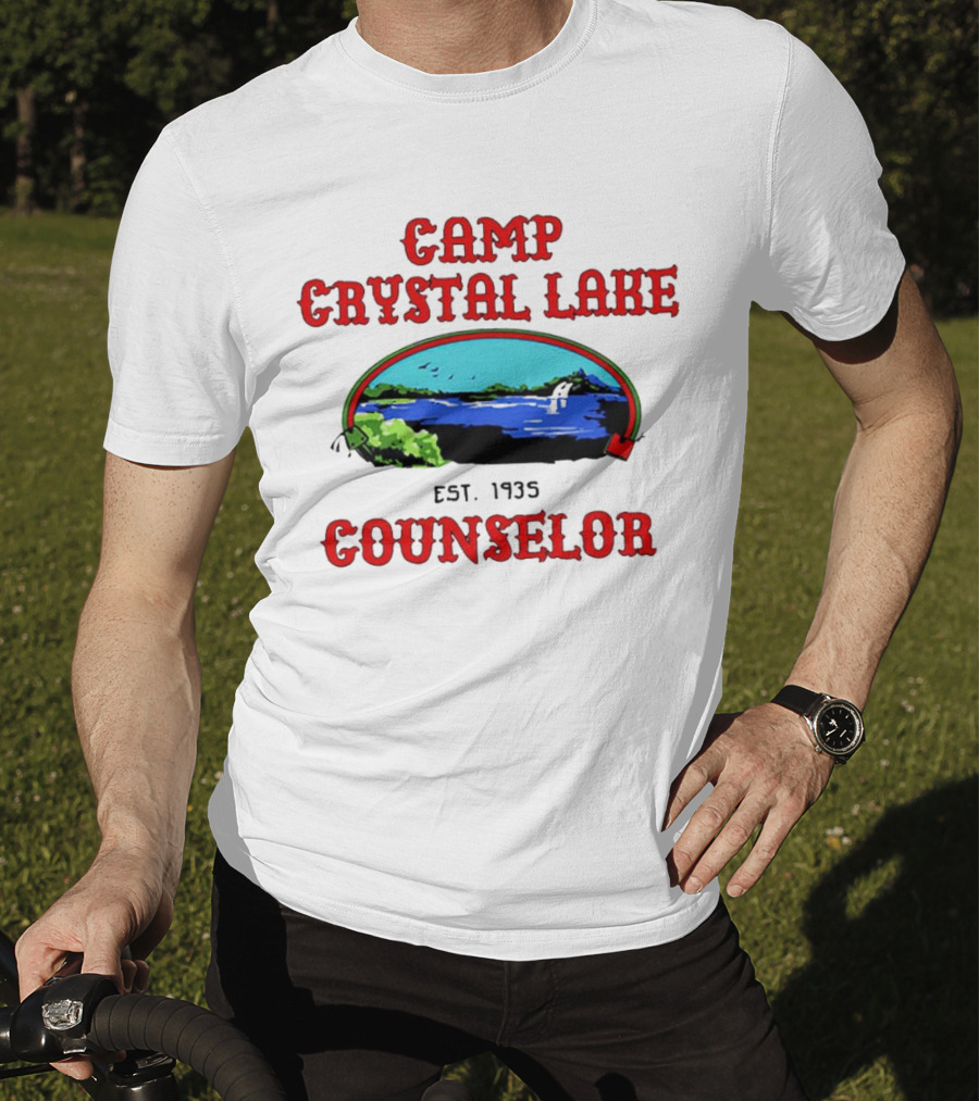Camp Crystal Lake Counselor Est. 1935 Lake Scene T-Shirt