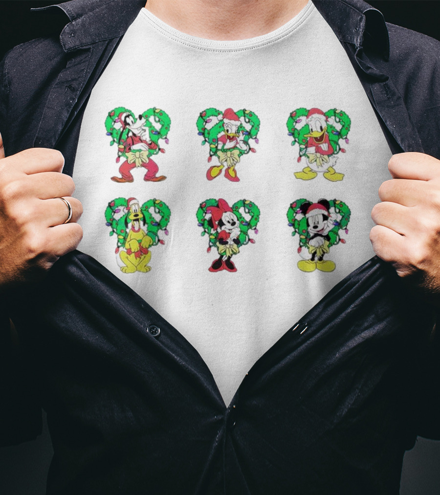 Mickey And Friends Festive Christmas Wreath Collection T-Shirt