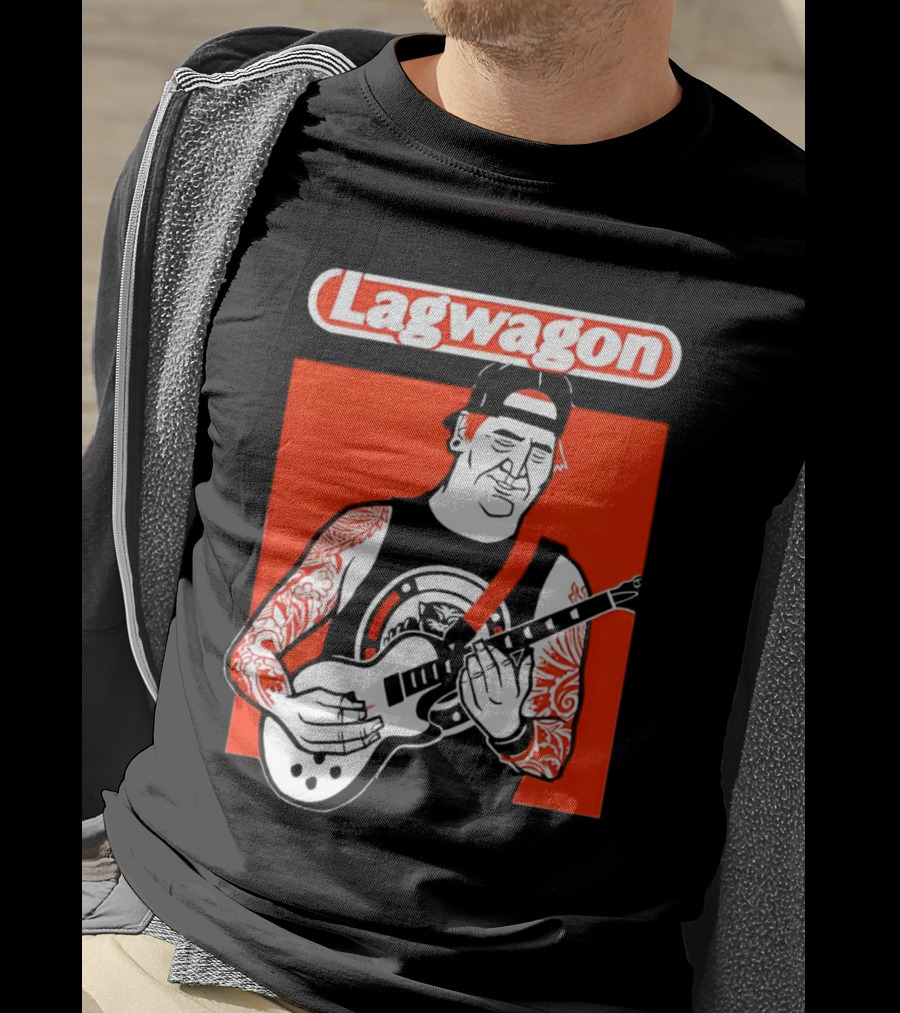Lagwagon Flip Guitarist With Tattooed Arms In Cap And Tank Top T-Shirt