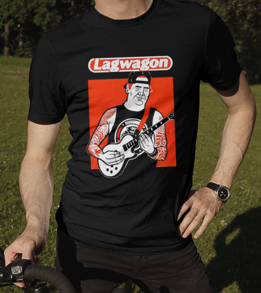 Lagwagon Flip Guitarist With Tattooed Arms In Cap And Tank Top T-Shirt