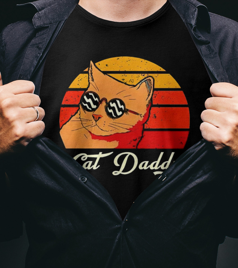 Vintage Cat Daddy Retro Sunglasses Sunburst T-Shirt