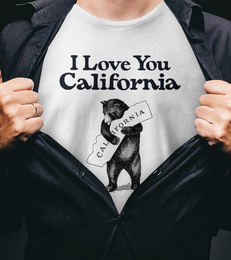 I Love You California Bear Hugging California Map T-Shirt