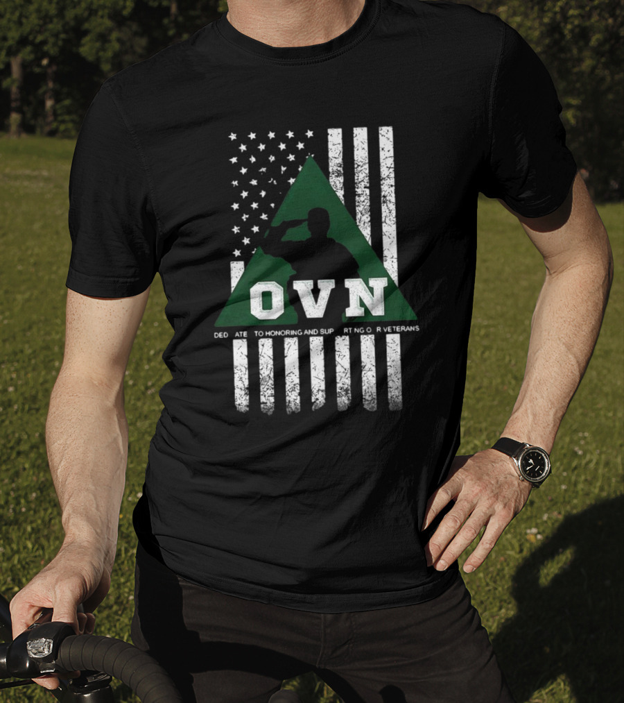 OVN Honoring And Supporting Our Veterans With American Flag And Saluting Soldier T-Shirt