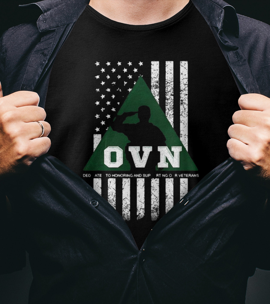 OVN Honoring And Supporting Our Veterans With American Flag And Saluting Soldier T-Shirt