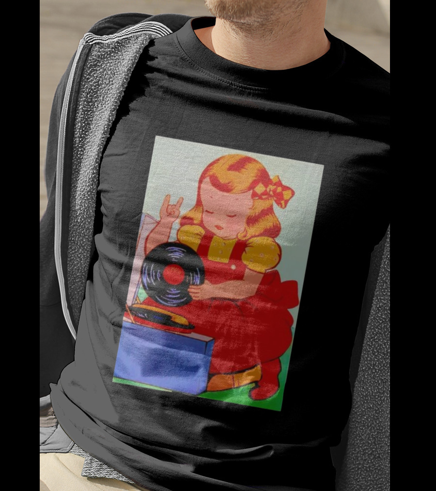 Sweet Unholy One Slayer Little Girl Listening To Vinyl Record T-Shirt