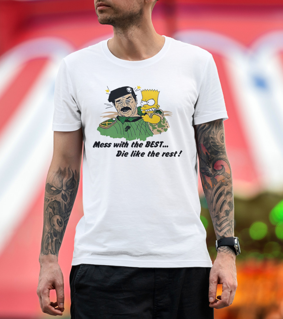 Bootleg Bart Simpson Mess with the Best Die Like the Rest Military Conflict Icons T-Shirt