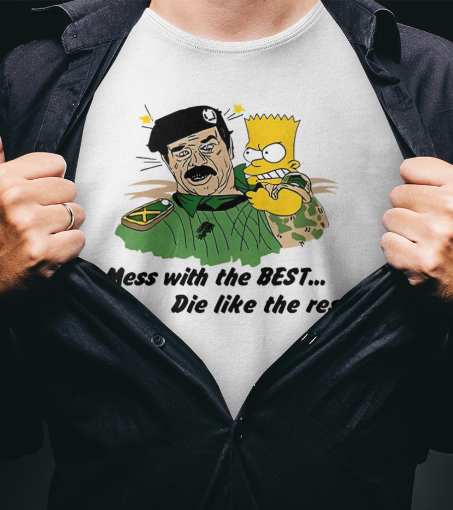 Bootleg Bart Simpson Mess With The Best Die Like The Rest Military Conflict Icons T-Shirt