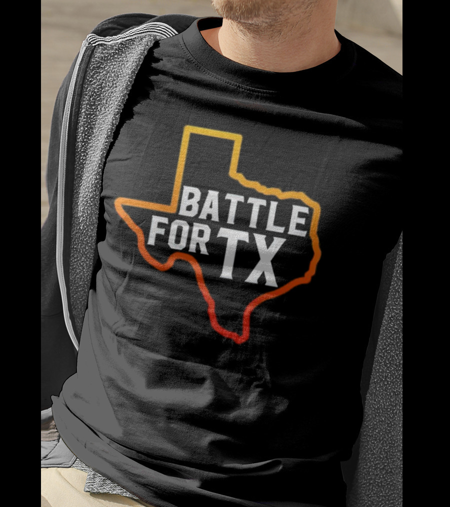 Battle For TX In Texas State Outline T-Shirt