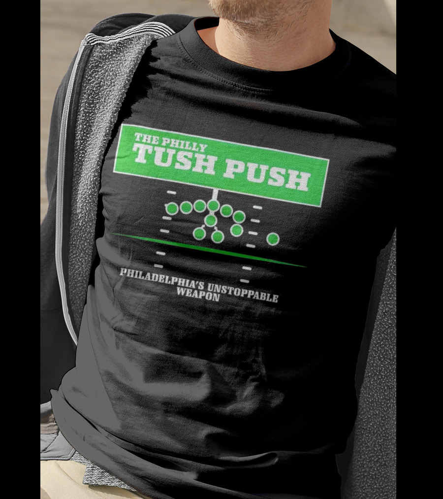 The Philly Tush Push Philadelphia's Unstoppable Weapon Football Strategy Diagram T-Shirt