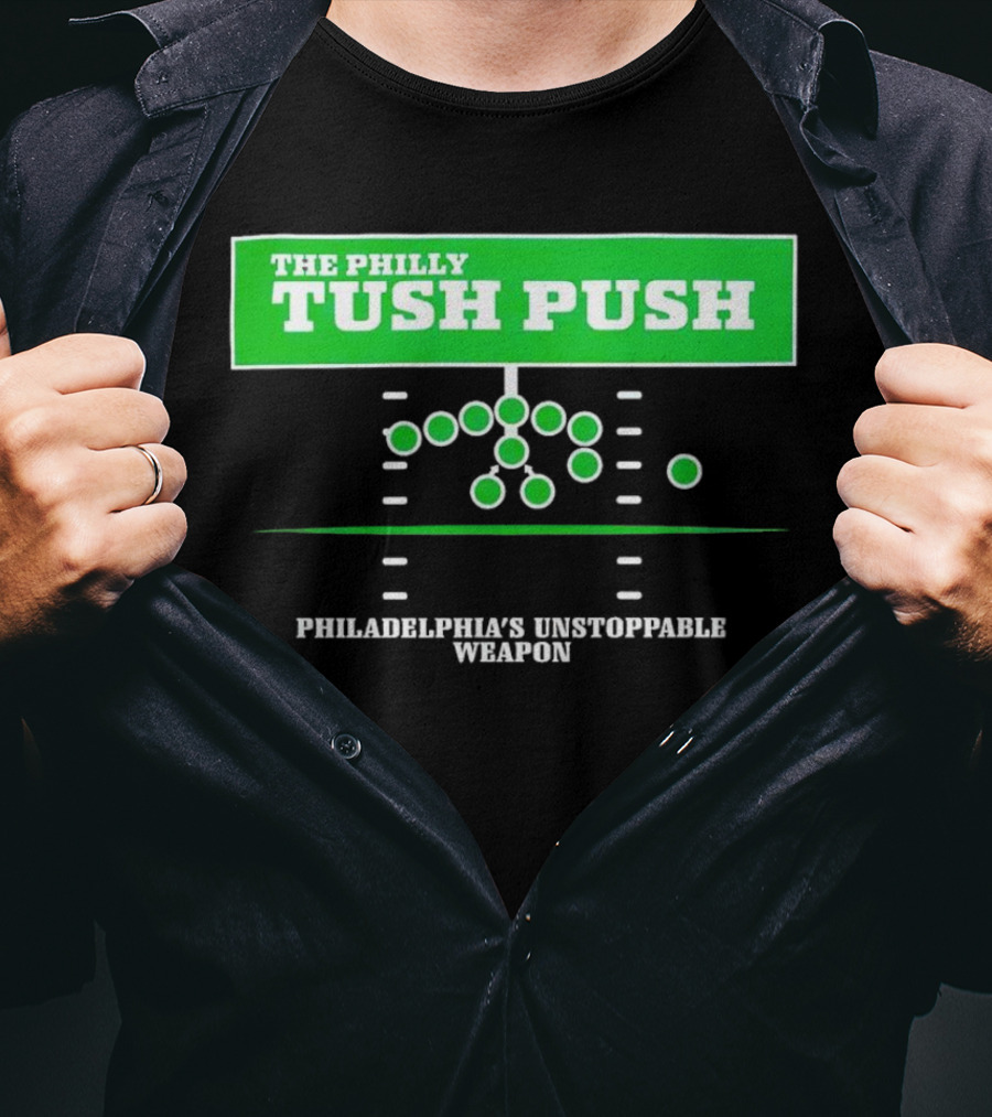 The Philly Tush Push Philadelphia's Unstoppable Weapon Football Strategy Diagram T-Shirt
