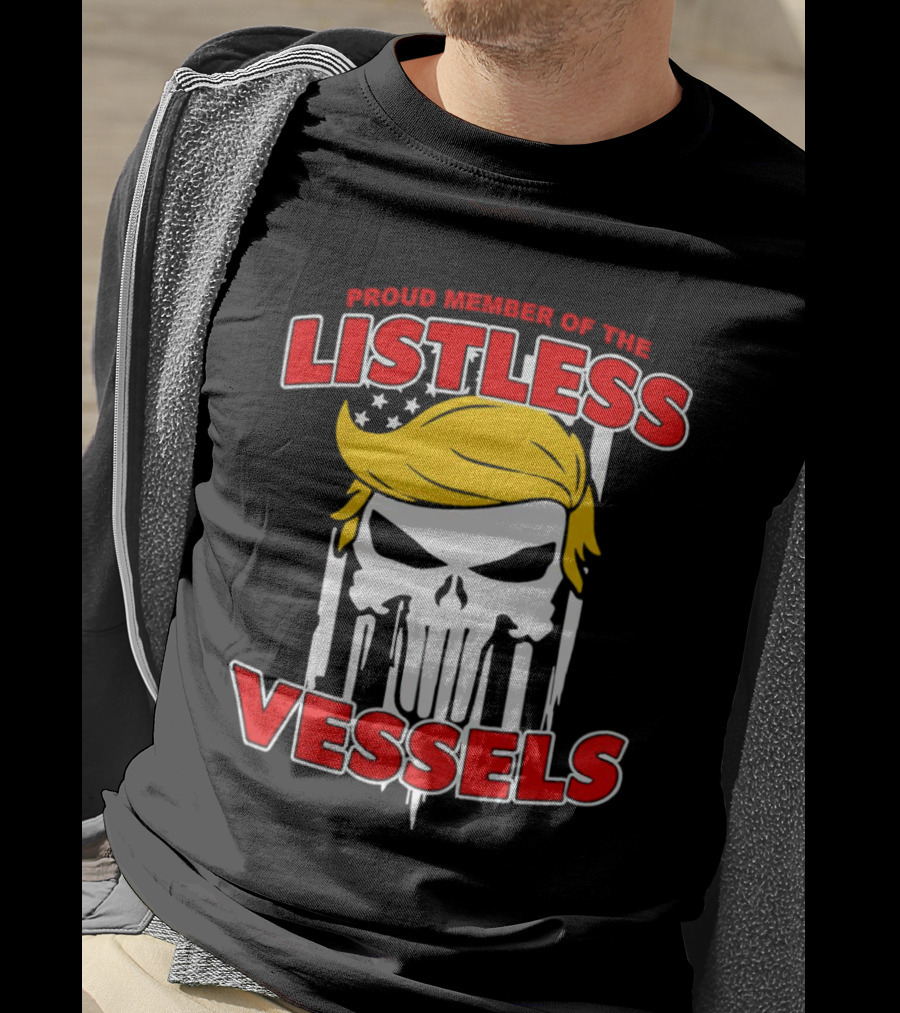 Proud Member Of The Listless Vessels Skull Hair American Flag T-Shirt