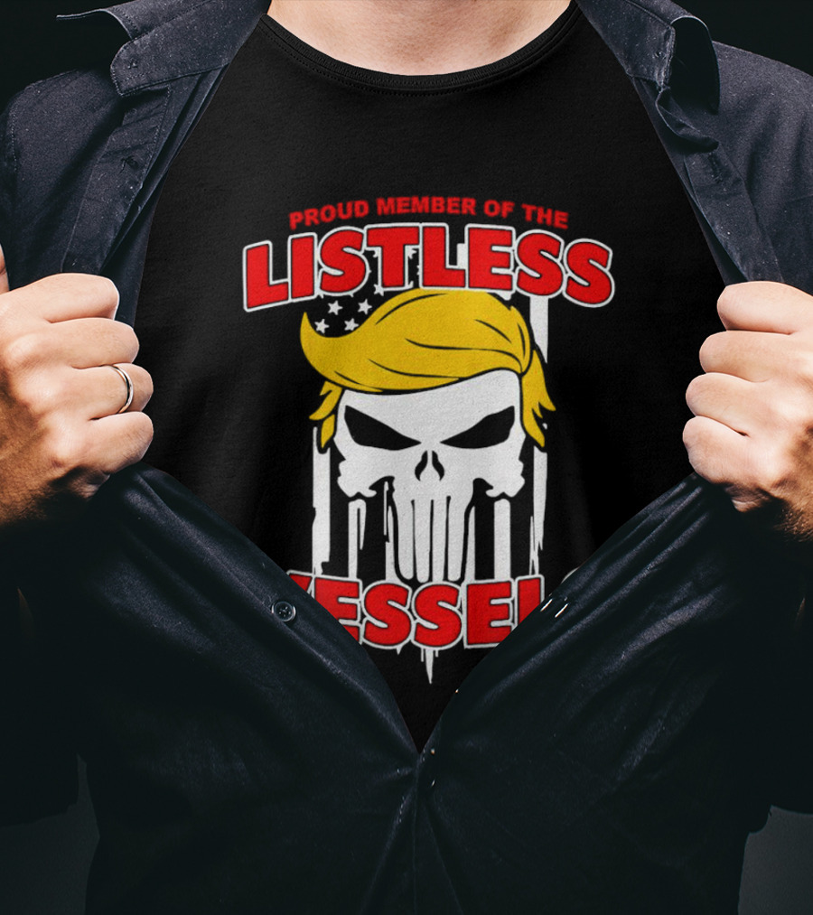 Proud Member Of The Listless Vessels Skull Hair American Flag T-Shirt