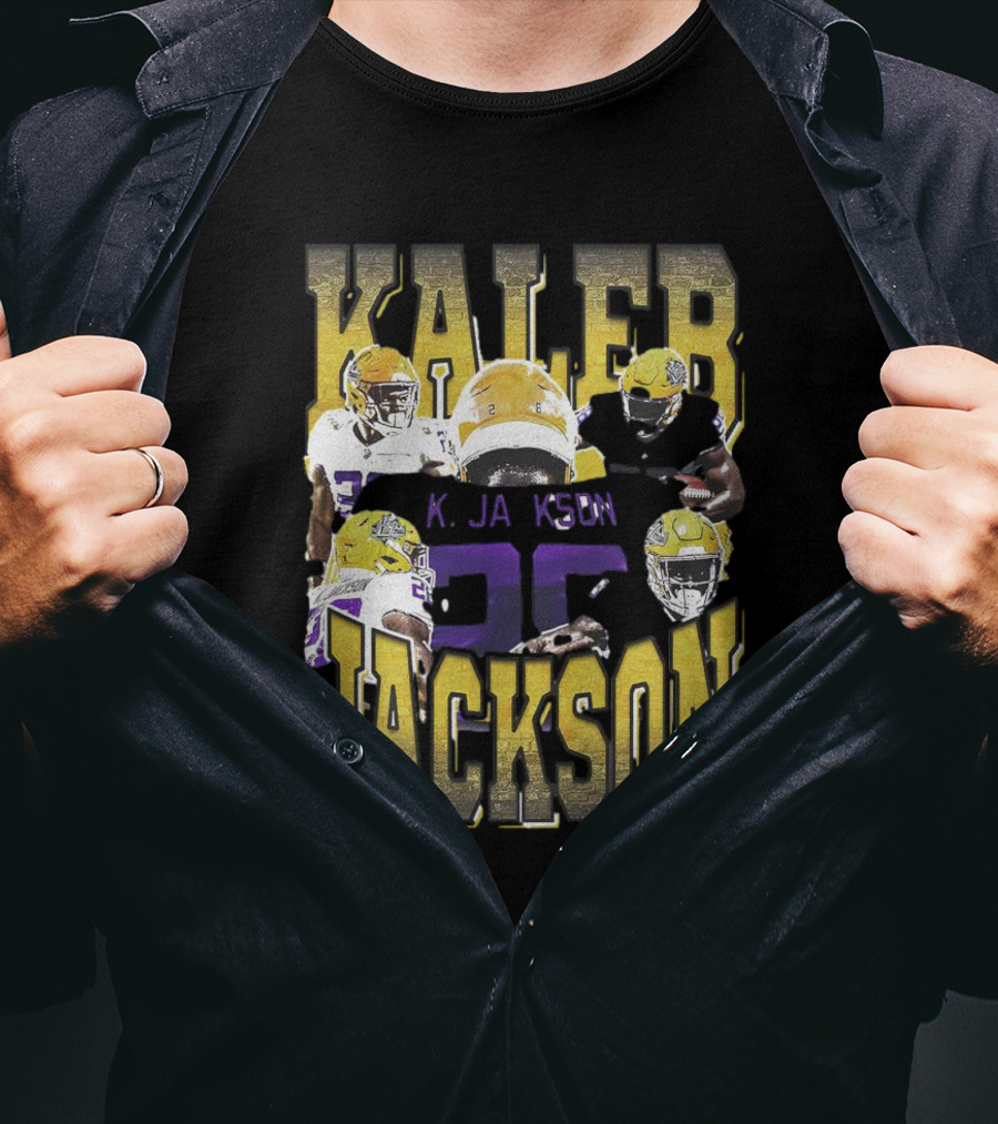 Kaleb Jackson LSU Tigers Football Vintage Retro Athlete Collage T-Shirt
